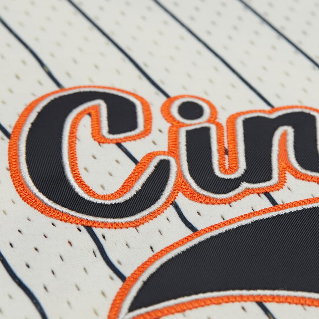  Cincinnati Bengals Mitchell & Ness Final Seconds Vintage Logo Mesh Button-Up Shirt - Cream